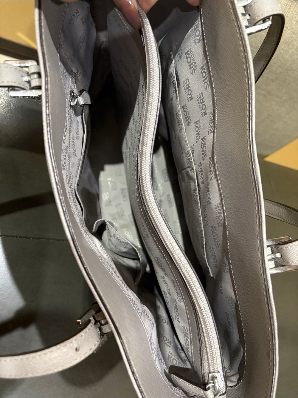 Michael Kors Silver Metallic Front-Pocket Tote - Picture 6 of 7